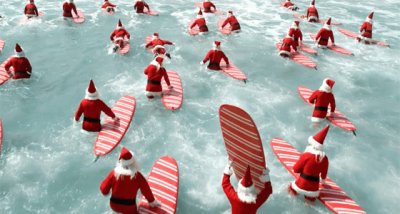 Surfing Santas Paddle Out