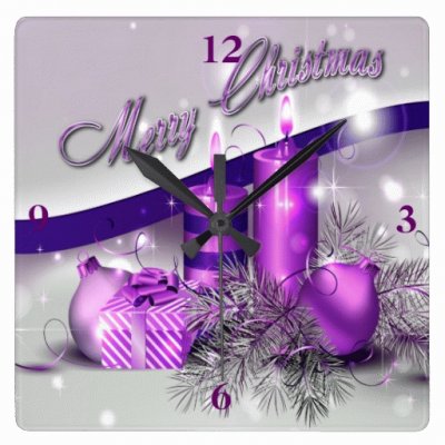 Purple Christmas Wall Clock