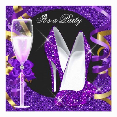 Purple Glitter Party Invitation