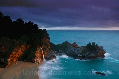 Stormy Sunset Over McWay Falls-Big Sur