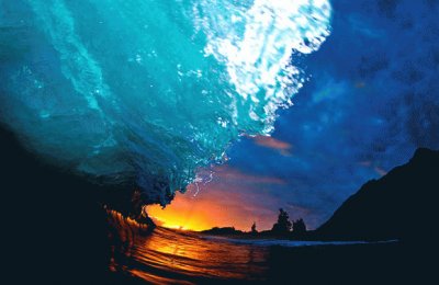 Inside a Wave at Sunrise