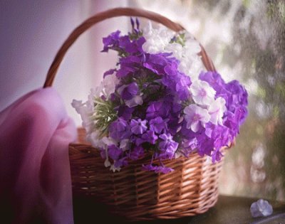 Pretty Little Floral Basket-Still Life