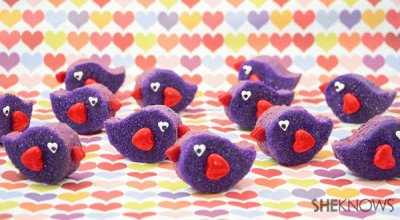 Purple Love Bird Valentine Cookies