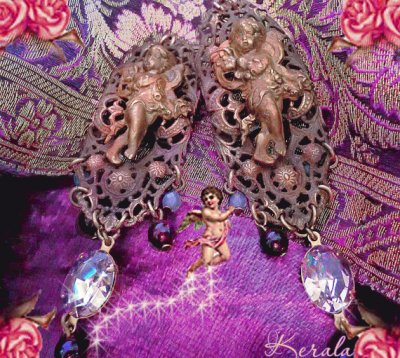 Antique Lilac Cherub Earrings