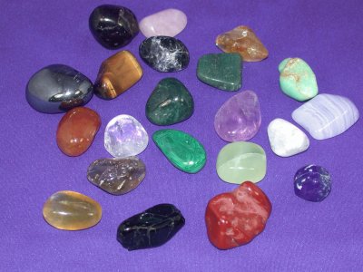 Healing Crystals on Purple Background