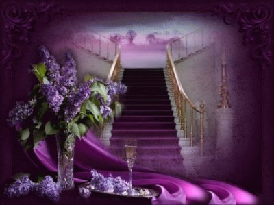 Staircase and Lilacs-Still Life Art