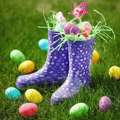 Flowery Rain Boots as an Easter Basket