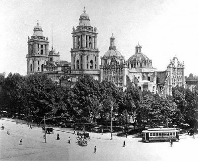 CATEDRAL METROP, Y TRANVIA 1910