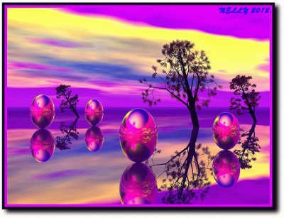 Beautiful Reflecting Easter Eggs-Art