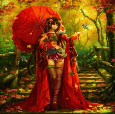 Fantasy Girl in Japanese Garden