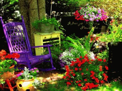 Rocking Chair in Pretty Garden