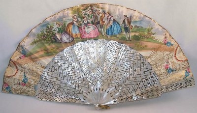 Victorian Hand Painted Mother of Pearl Pierced Fan