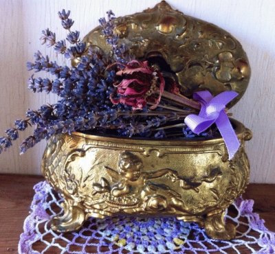 Antique Jewelry Box with Lavender