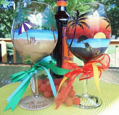 Sunset Beach Wine Glasses