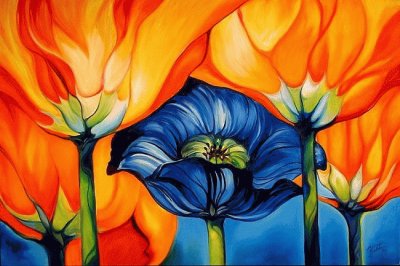 Midnight Poppy Oil Painting