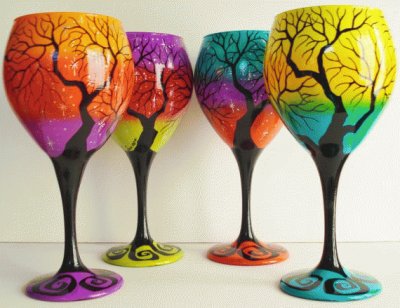 Hand Painted wine Glasses