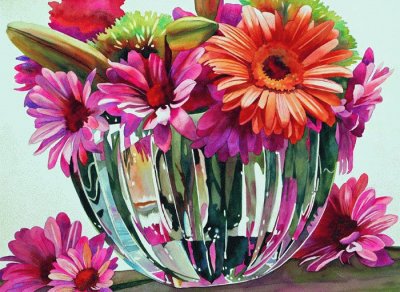 Colored Flower with Vases