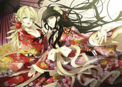 Chicas animÃ© con kimono