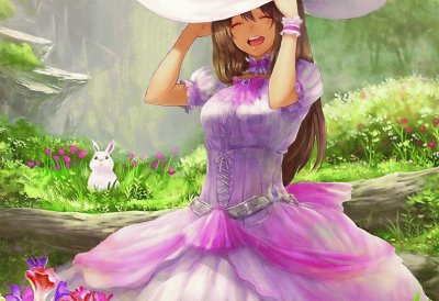 Chica animÃ© con vestido antiguo violeta