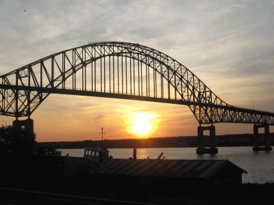 Sunset behind the Centennial Bridge, Miramichi