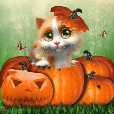 Sweet kitten Halloween