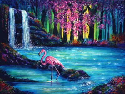 Pintura en acrilico flamingo