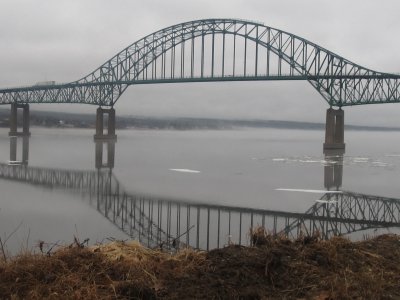 Centennial Bridge in the fog