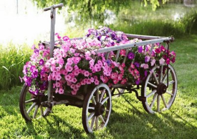 Vintage Wooden Flower Wagon