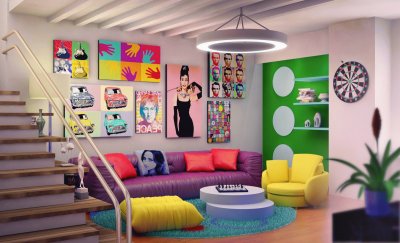 Colorful Pop Art Family Room