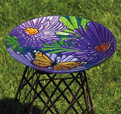 Floral Glass Bird Feeder