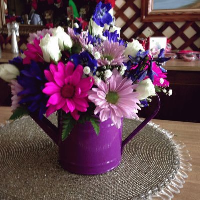 Silk Bouquet in Watering Can