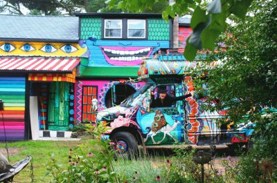 Psychedelic Farm House and Van