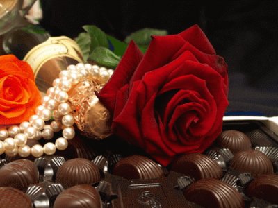 Romantic Chocolate, Pearls and Roses