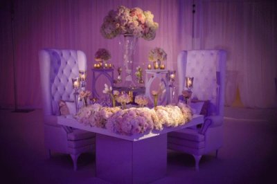 Lavish Table Setting with Floral Bouquets