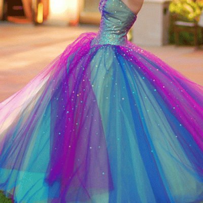 Colorful Rainbow Ball Gown