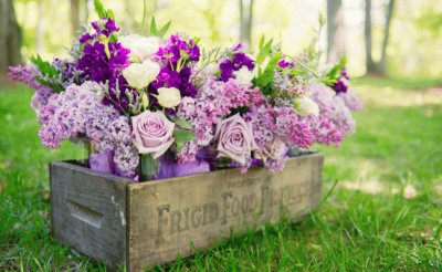 Pretty Flowers in Vintage Crate