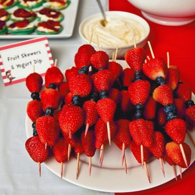 Strawberry Fruit Kabob and Yogurt Dip