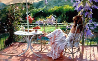 Relaxing on the Balcony-Art