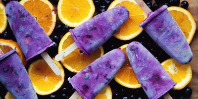 Blueberry Popsicles and Orange Slices