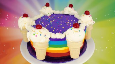 Rainbow Ice Cream Cake