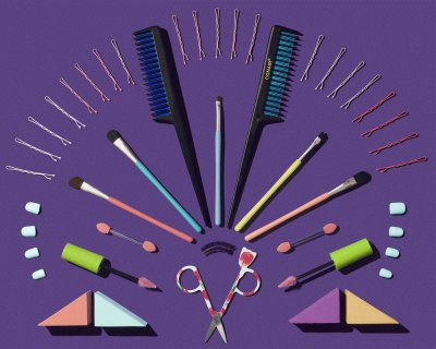 Beauty Products on Purple Backdrop