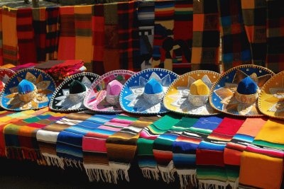 Colorful Mexican Hats and Shawls