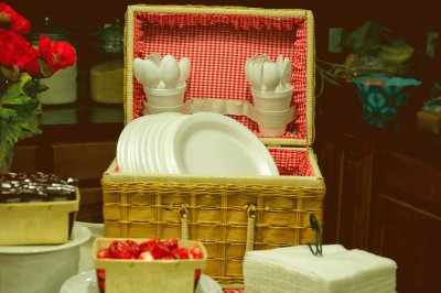 Cute Picnic Basket for Party Plates and Utensels