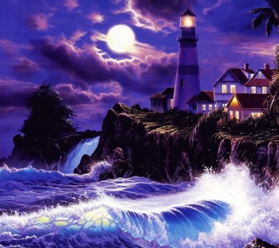 Moonlit Light House