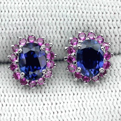 Purple and Blue Sapphire Earrings