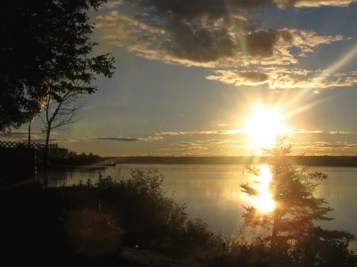 Peaceful evening scene upriver