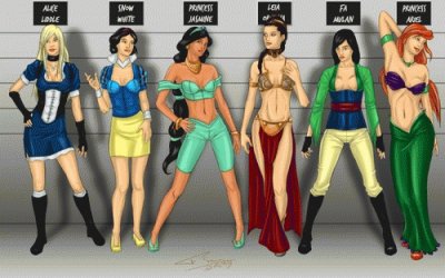 Alice SnowWhite Jasmine Leia Mulan Ariel