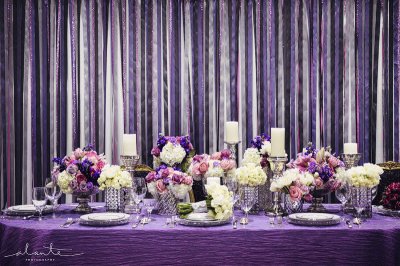 Purple and Silver Wedding Table