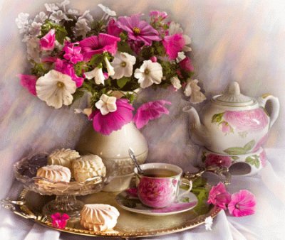 Lovely Floral Tea Time-Still Life Art