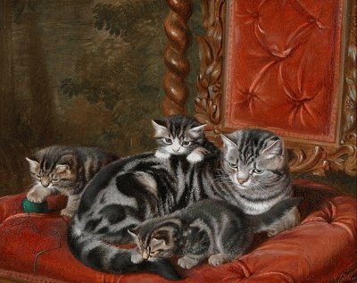 Horiatio Couldrey A Tabby Cat and Her 3 Kittens